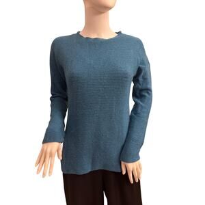 Griffen Teal 100% Cashmere Pullover Ribbed Long Sleeve Sweater Extra Small